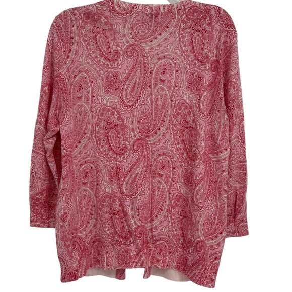 Talbots paisley Cardigan Sweater beaded Women’s Size XL Buttons pink light - Picture 2 of 9
